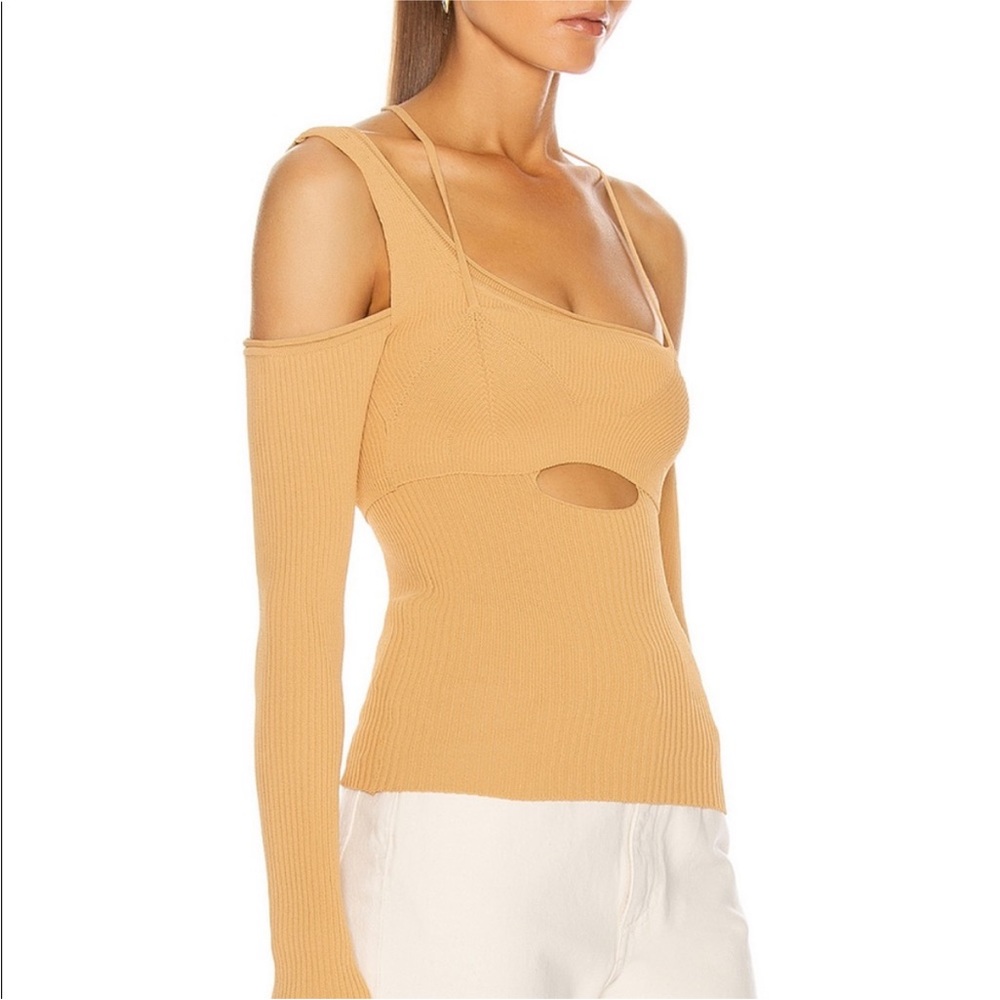 Jacquemus Figuerolles knit top. Yellow (gold). Size XS.